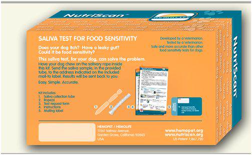 box containing nutriscan, the allergy test for dogs